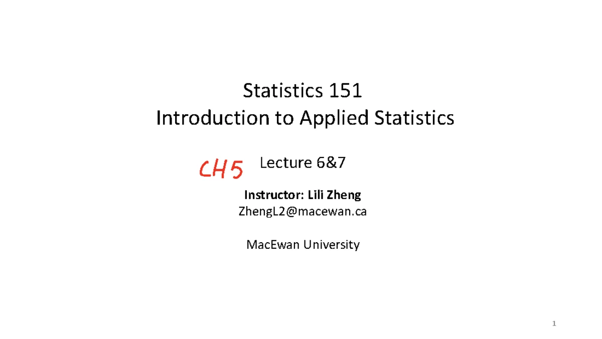Statistics 151 Lecture 4 & 5: Probabilities and Sample Space Concepts ...