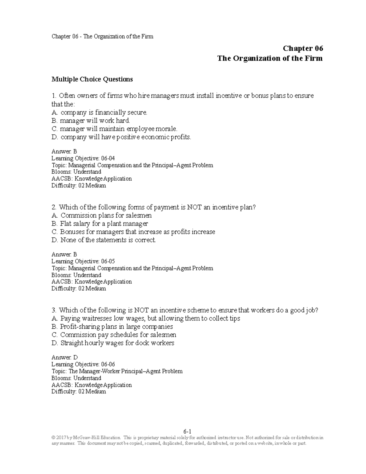 Test Bank for Managerial Economics & Business Strategy: Chap 6 Review ...