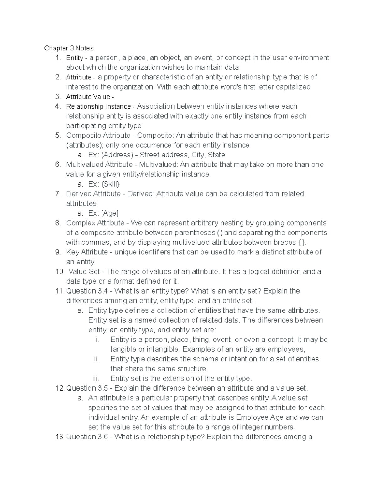 Chapter 3 Summary Notes - Fundamentals of Database Systems - Studocu