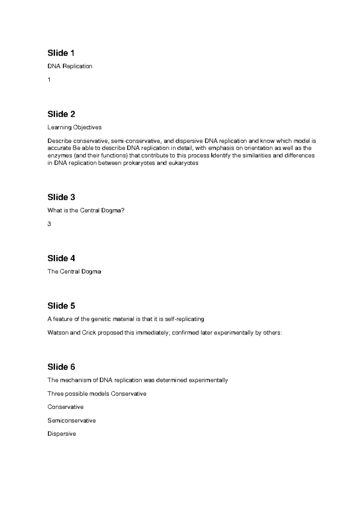 DNA Replication Overview - Lecture Notes for BIO101 - Studocu