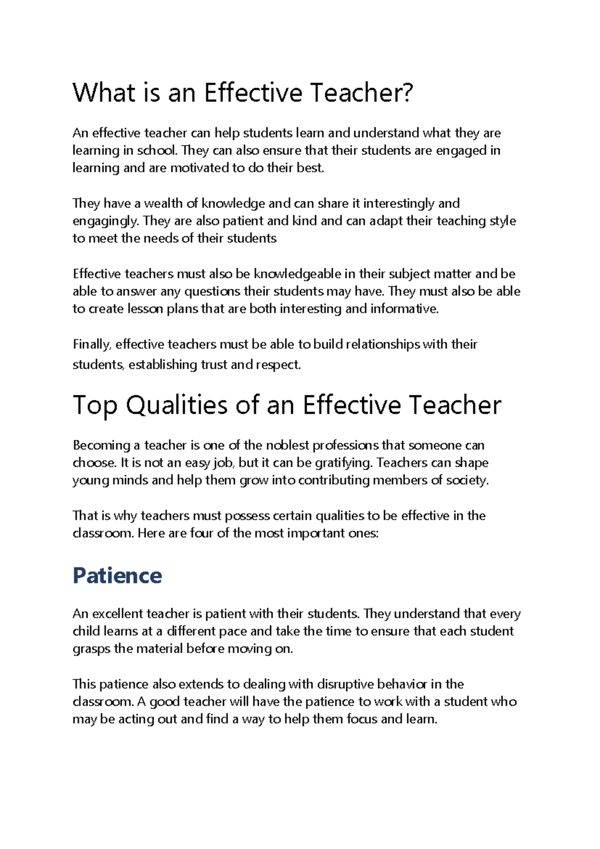 Effective Teaching Strategies and Qualities for Success in Education ...