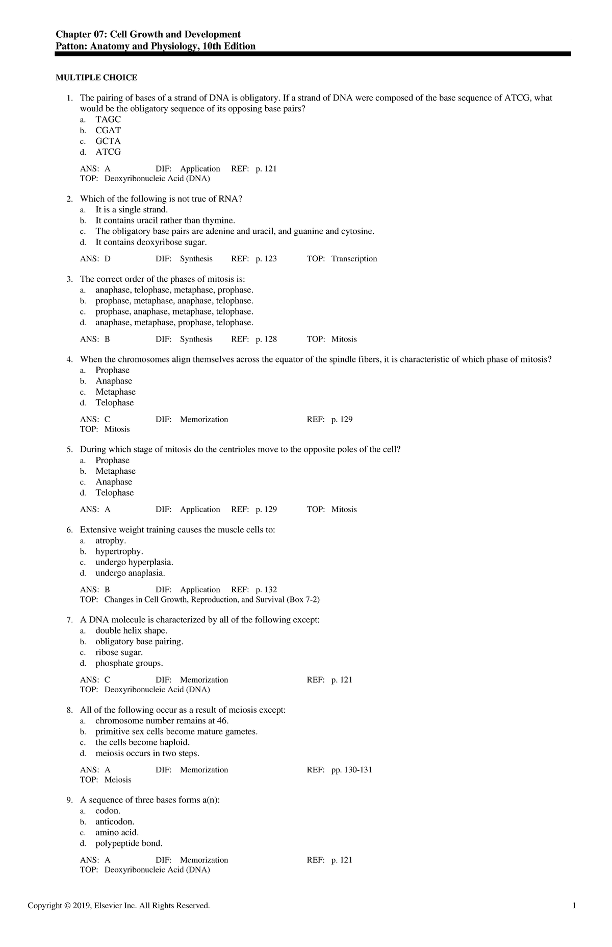 Exam View - Chapter 07: Cell Growth & Development Review - Studocu