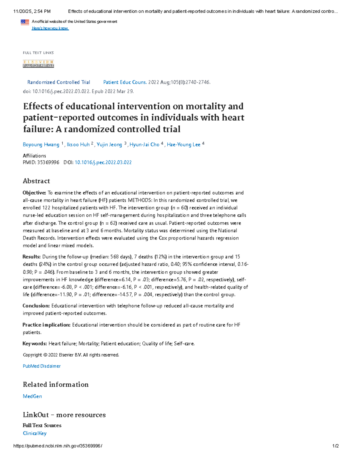D219 Effects of Educational Intervention on Mortality in Heart Failure ...