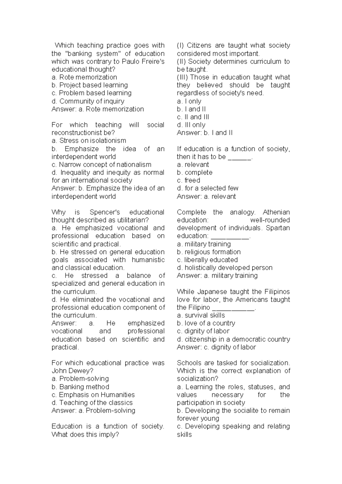 201 LET - LET Review Questions and Answers - Studocu