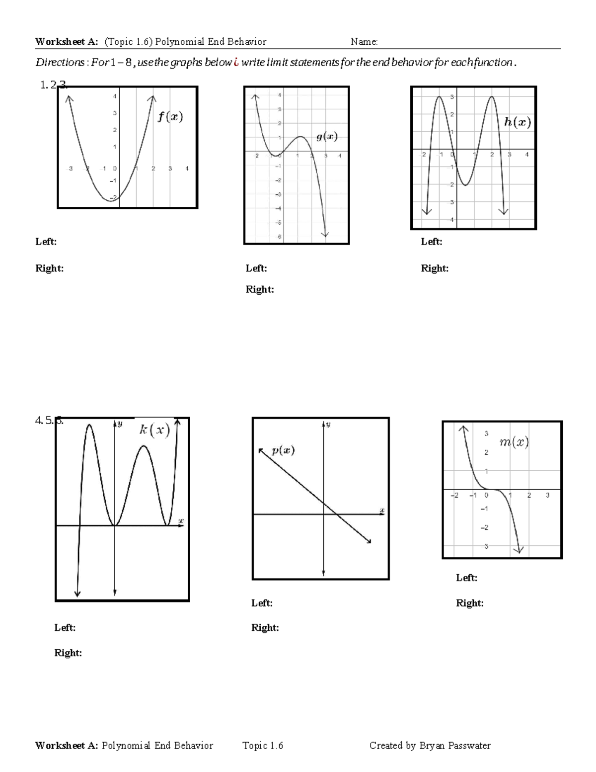 APPC 1.6A Worksheet: Analyzing Polynomial End Behavior - Studocu