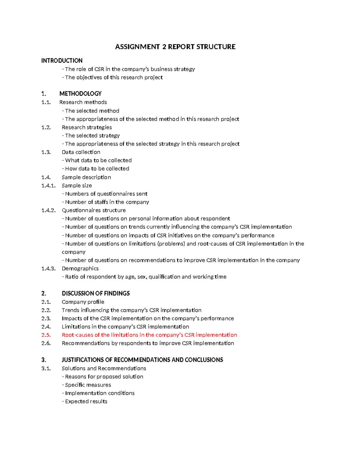 CSR Assignment 2 Report Structure: Methodology and Findings Analysis ...