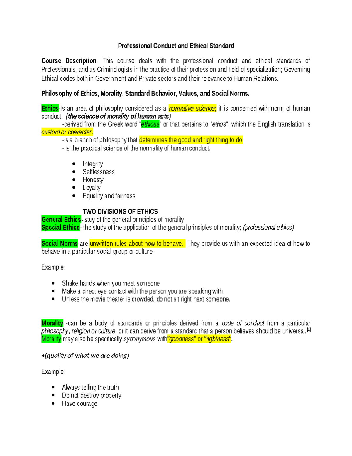 CRIM 4 Chapter 1 - Understanding Professional Conduct & Ethics - Studocu
