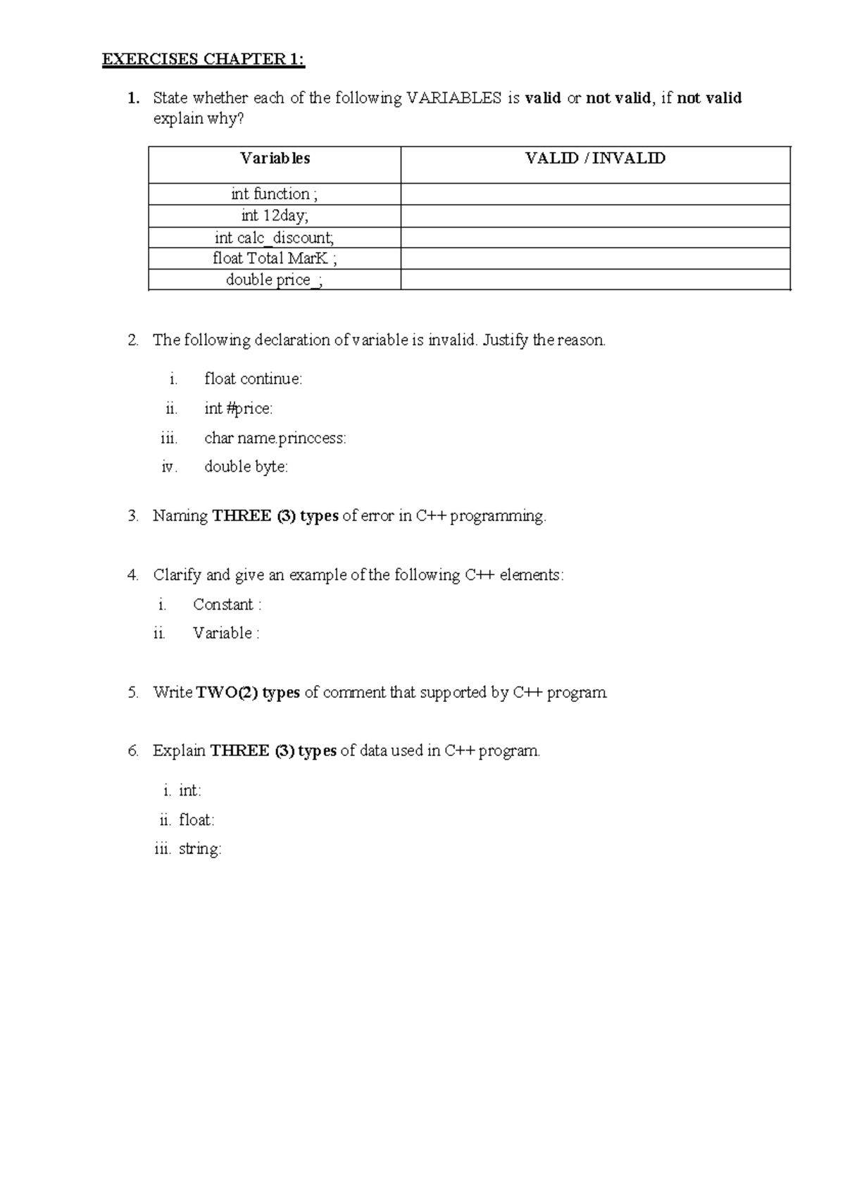 Exercises Chapter 1 DFC2011 3 - EXERCISES CHAPTER 1: State whether each ...