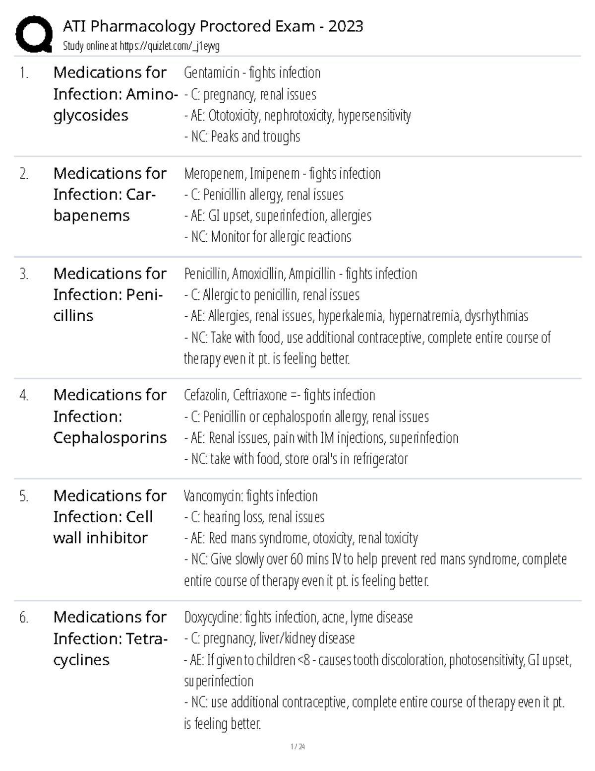 ATI Pharmacology Proctored Exam 2023 Study Notes - Studocu