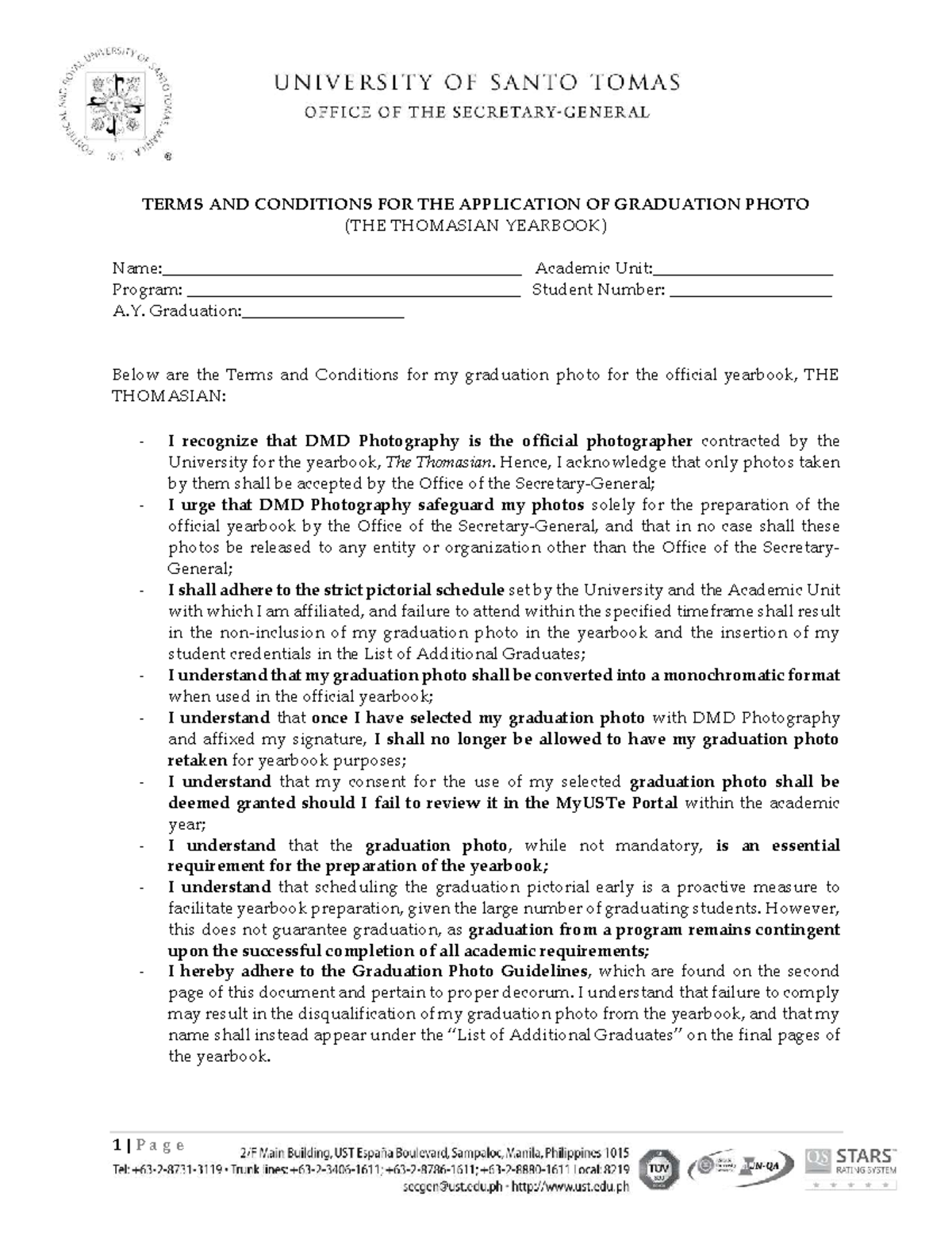 Appendix A: Terms & Conditions for Graduation Photo 2025-2026 - Studocu