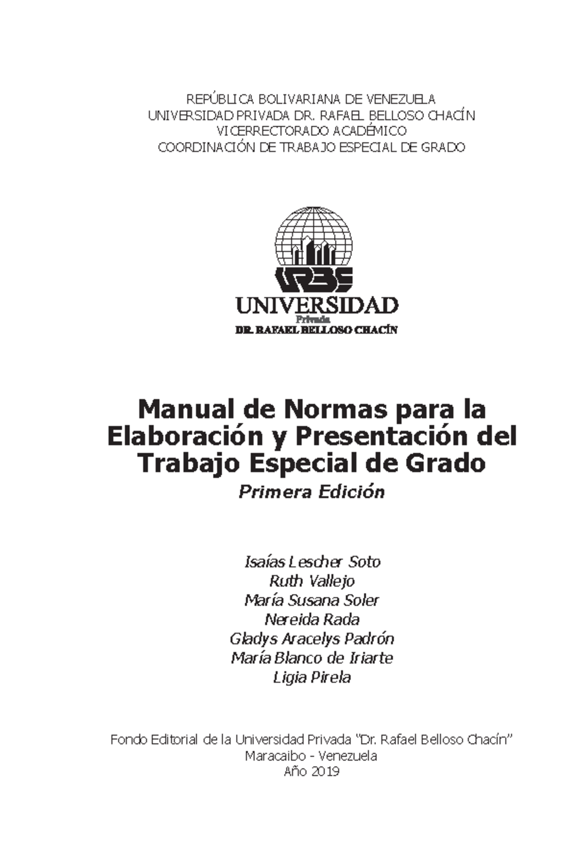 Manual de Normas para Presentación del TEG 2022 - URBE - Document Preview