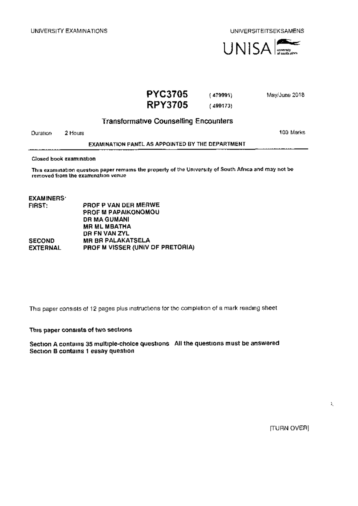 PYC3705 Final Exam Questions - Transformative Counseling Encounters ...