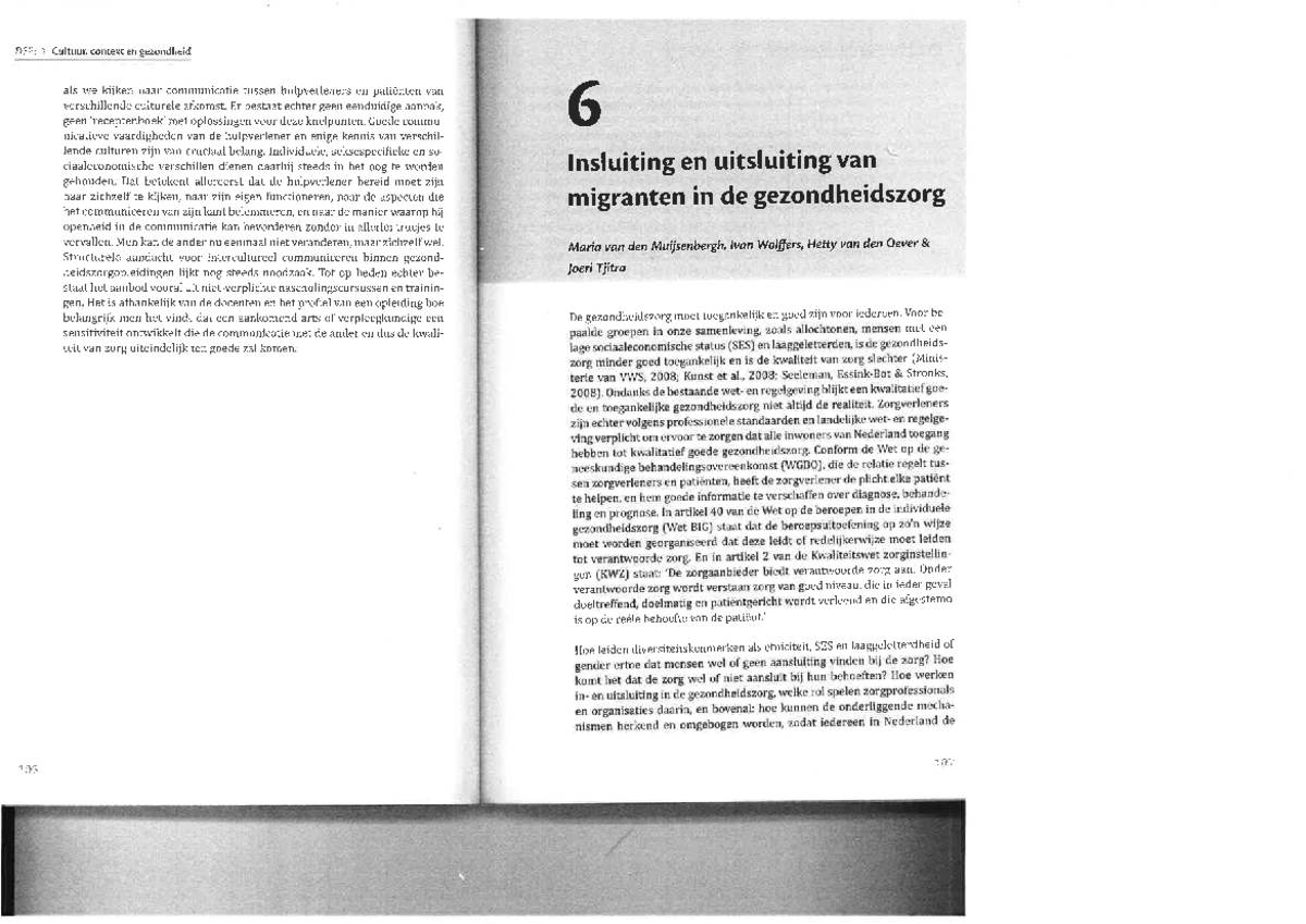 DEEL 1: Insluiting en Uitsluiting in de Gezondheidszorg (Wolffers ...