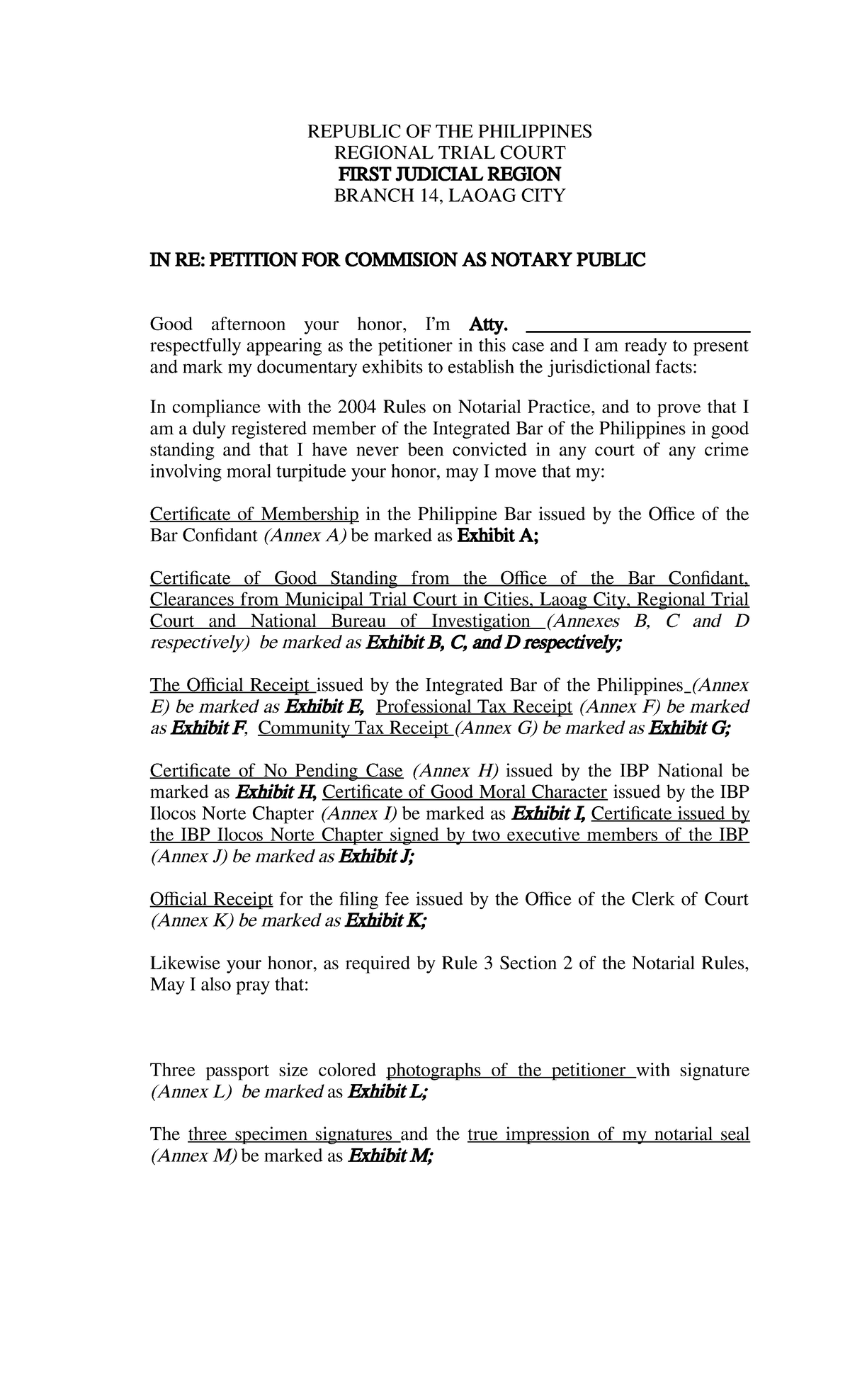 Summary Hearing Script for Notary Public Petition - RTC Branch 14 - Studocu