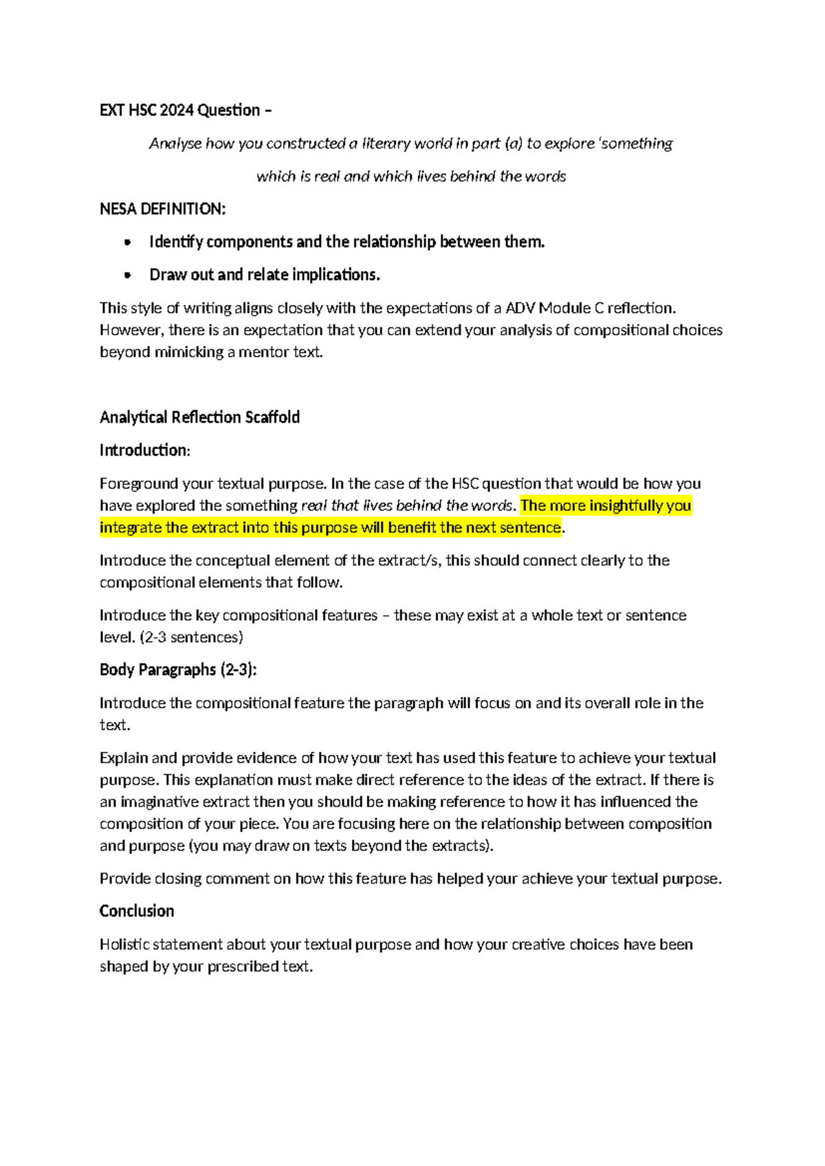 Ext Reflection Writing - EXT HSC 2024 Question – Analyse how you ...