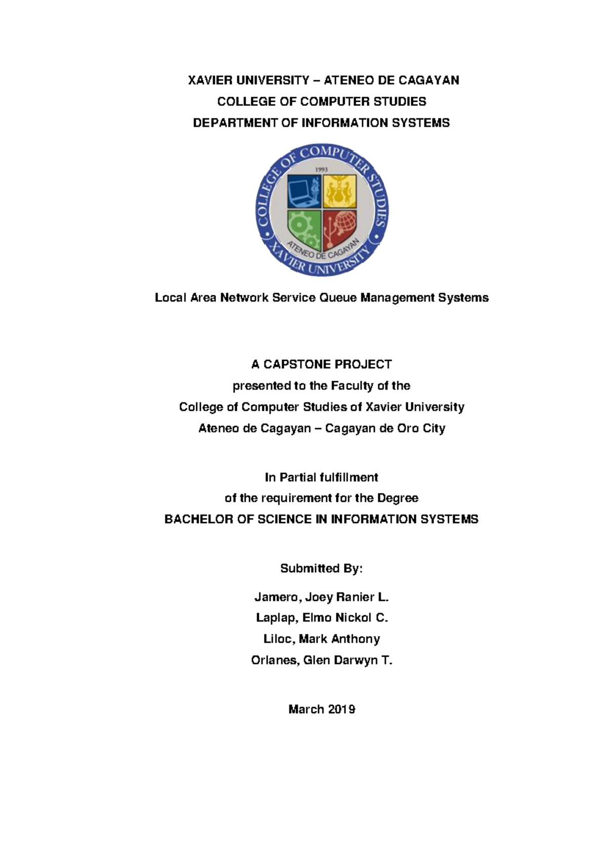Capstone - aaaaaaaaaaaaasdq - XAVIER UNIVERSITY – ATENEO DE CAGAYAN ...