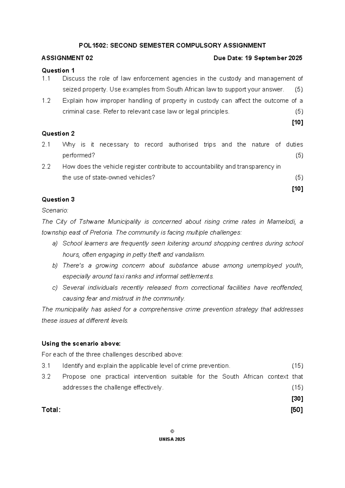 POL1502: Assessment 02 - Law Enforcement & Crime Prevention Strategies ...