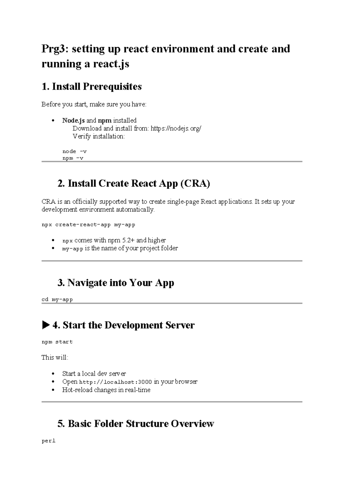 Fsd Prg3: Setting Up React Environment and Running Apps - Studocu