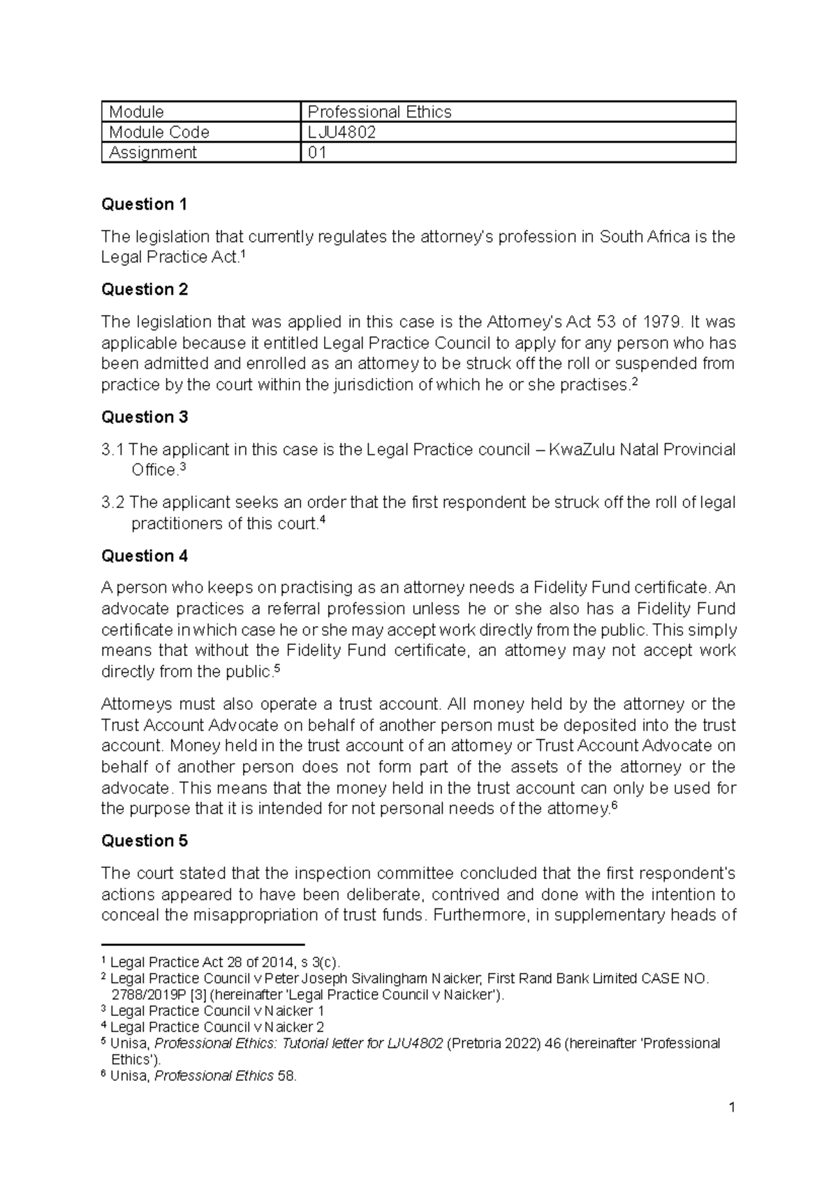 Lju4802 Assignment Professional Ethics Overview And Case Analysis