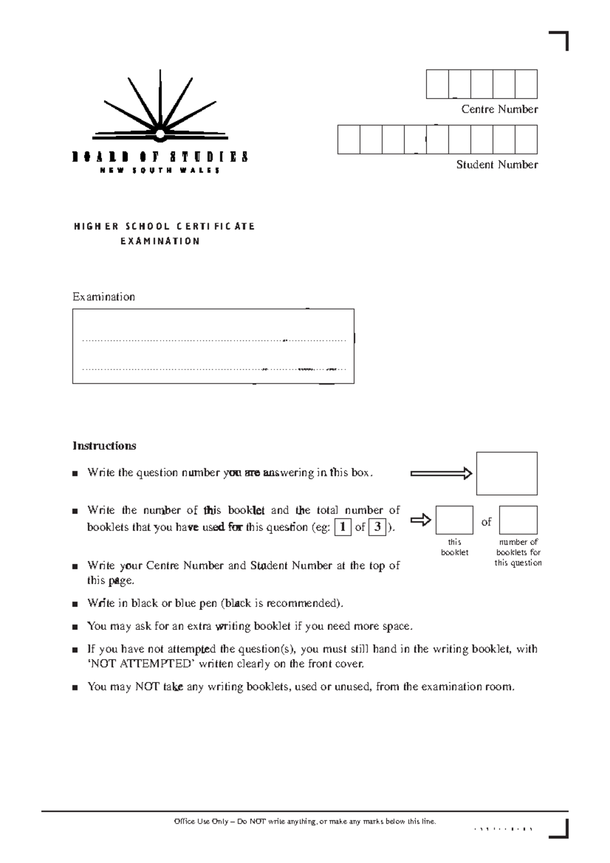 HSC Mathematics 3U & 4U Exam Writing Booklet - Studocu