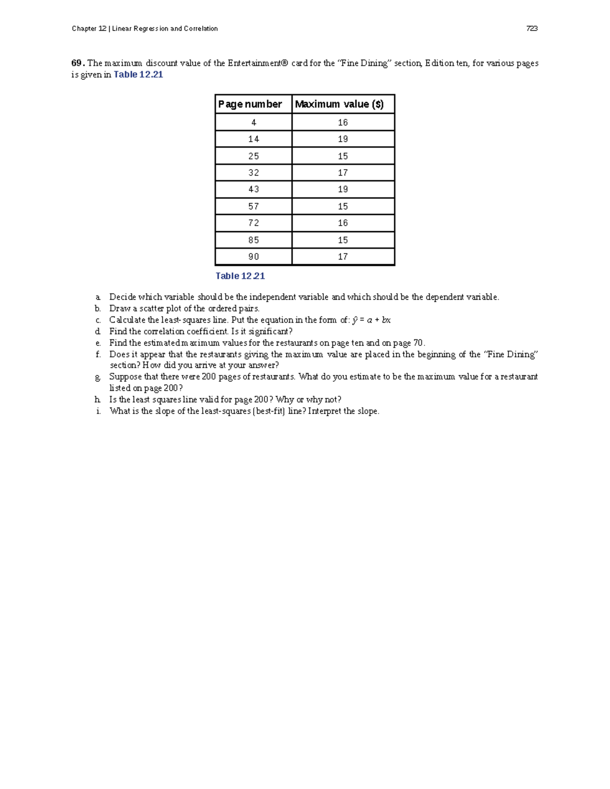 Chapter 12: Linear Regression & Correlation (Stat 723) - Studocu