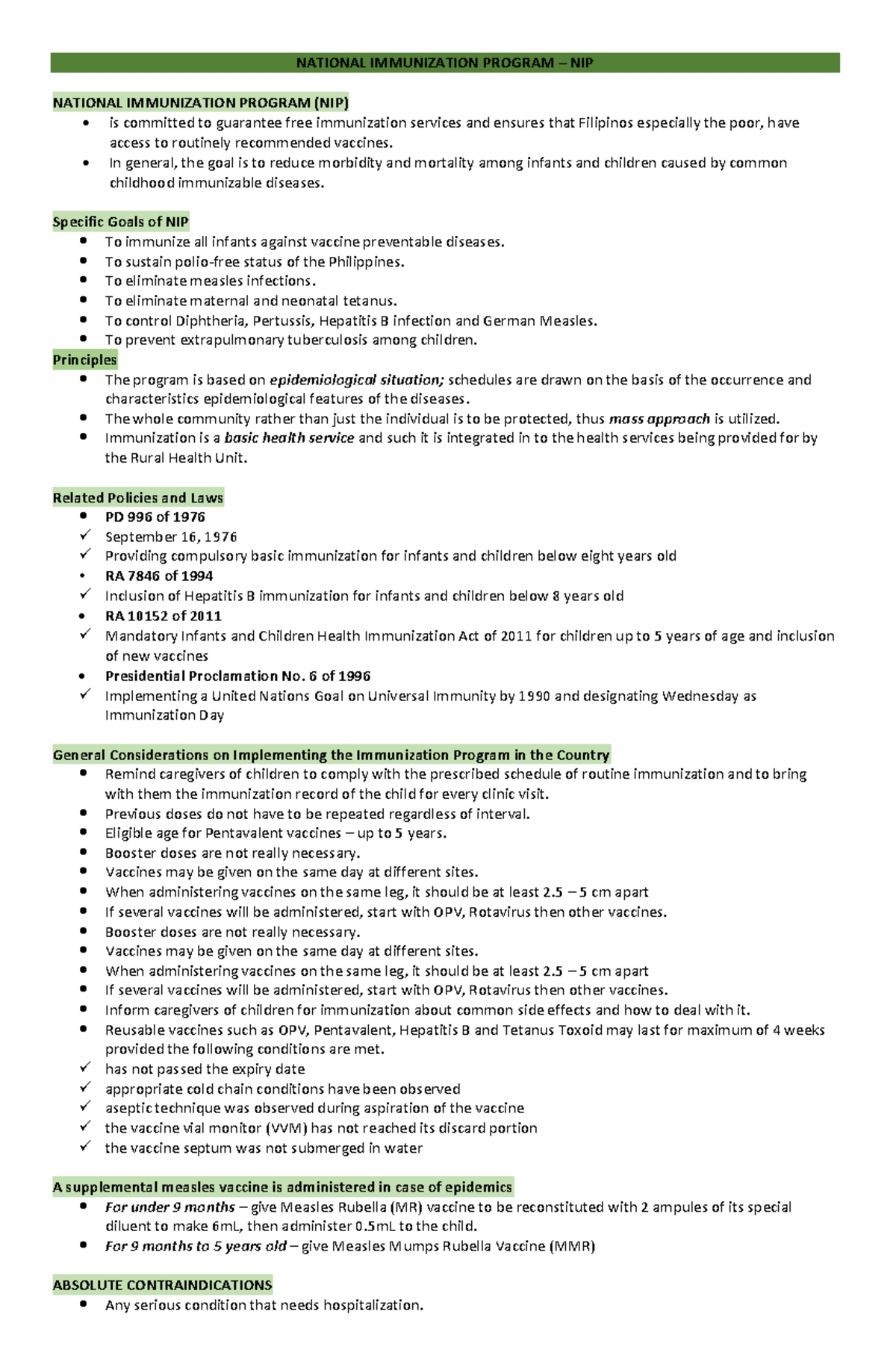 National Immunization Program (NIP): Strategies & Implementation Guide ...