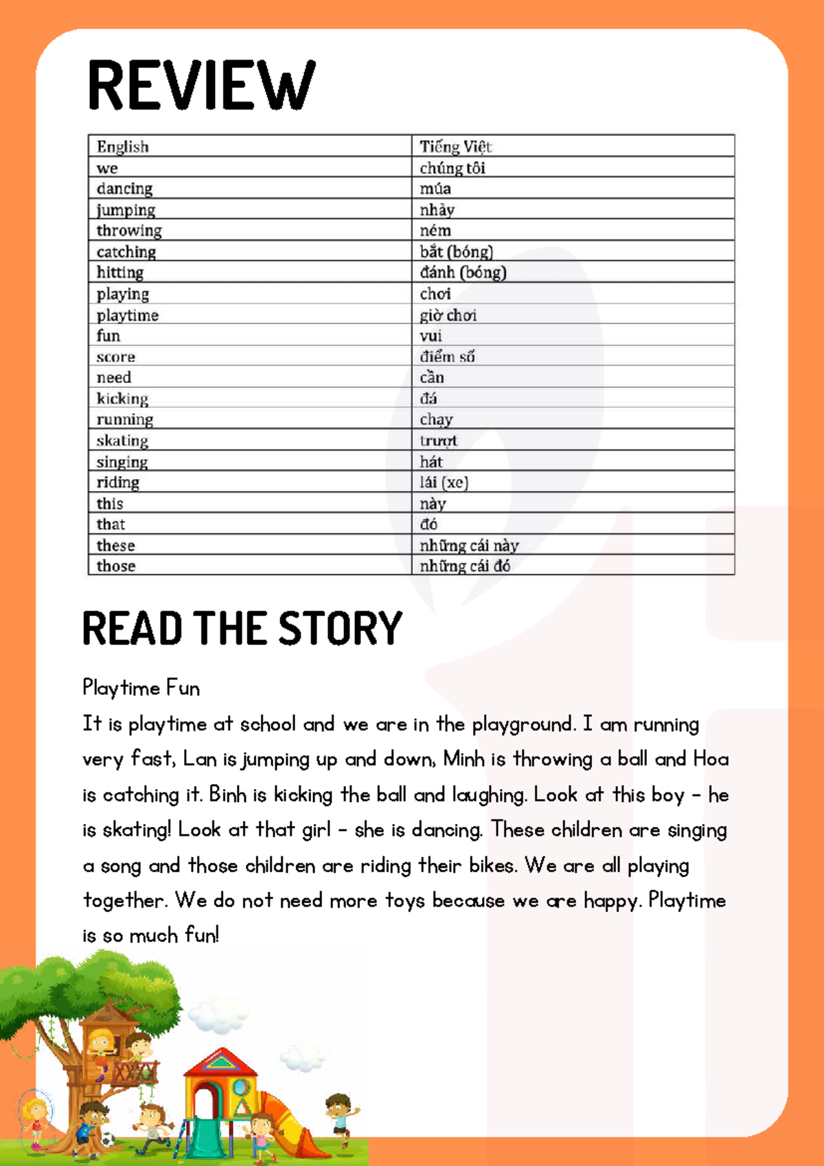 REVIEW: Playtime Fun Activities and Language Practice - Studocu