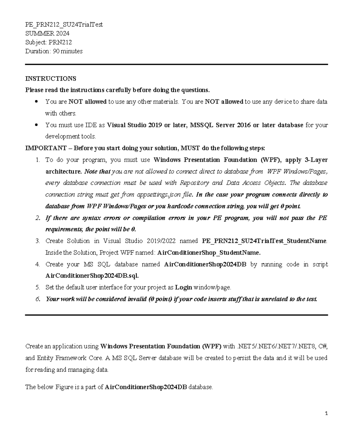 PE PRN212 SU24 Final Test: WPF Air Conditioner App Development Guide ...