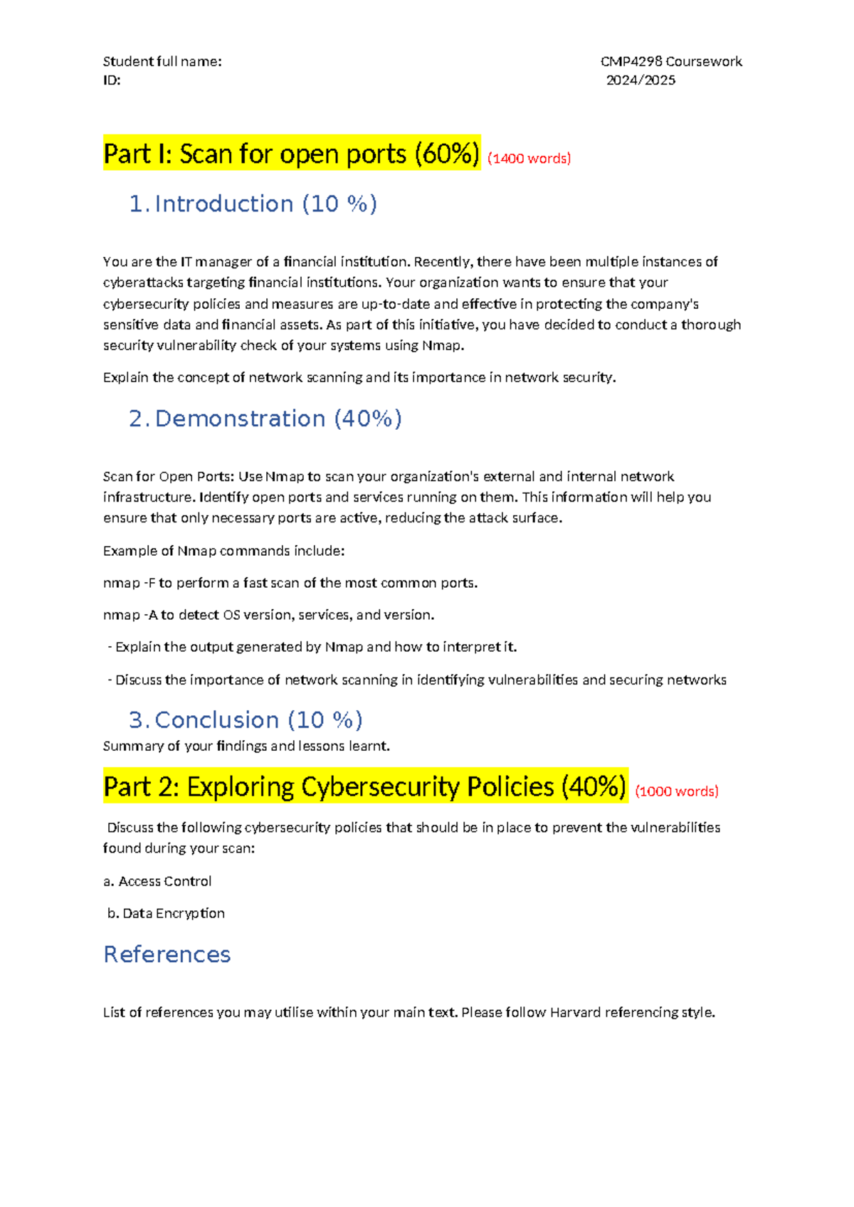 CMP4298 coursework: Scan for open ports and cybersecurity policies ...