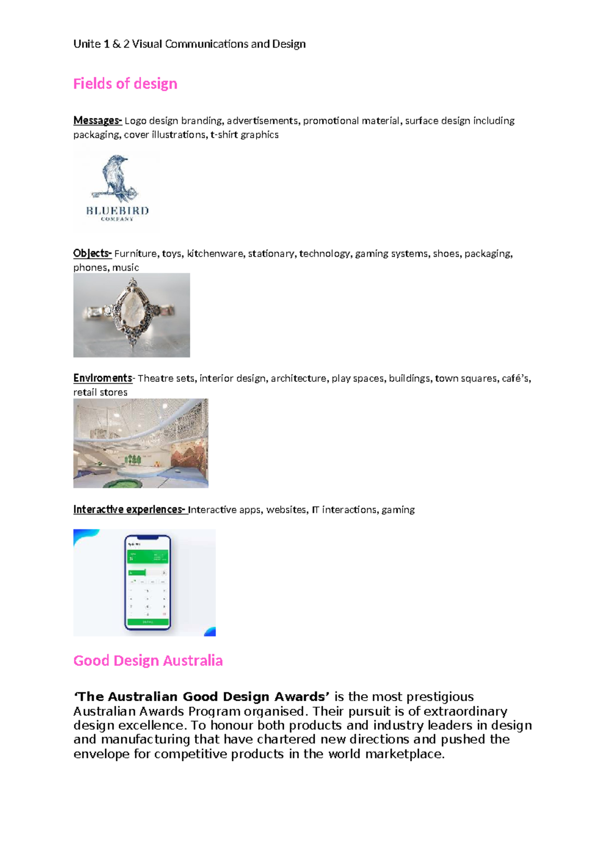 Unit 1 & 2: Visual Communications & Design Overview - Studocu