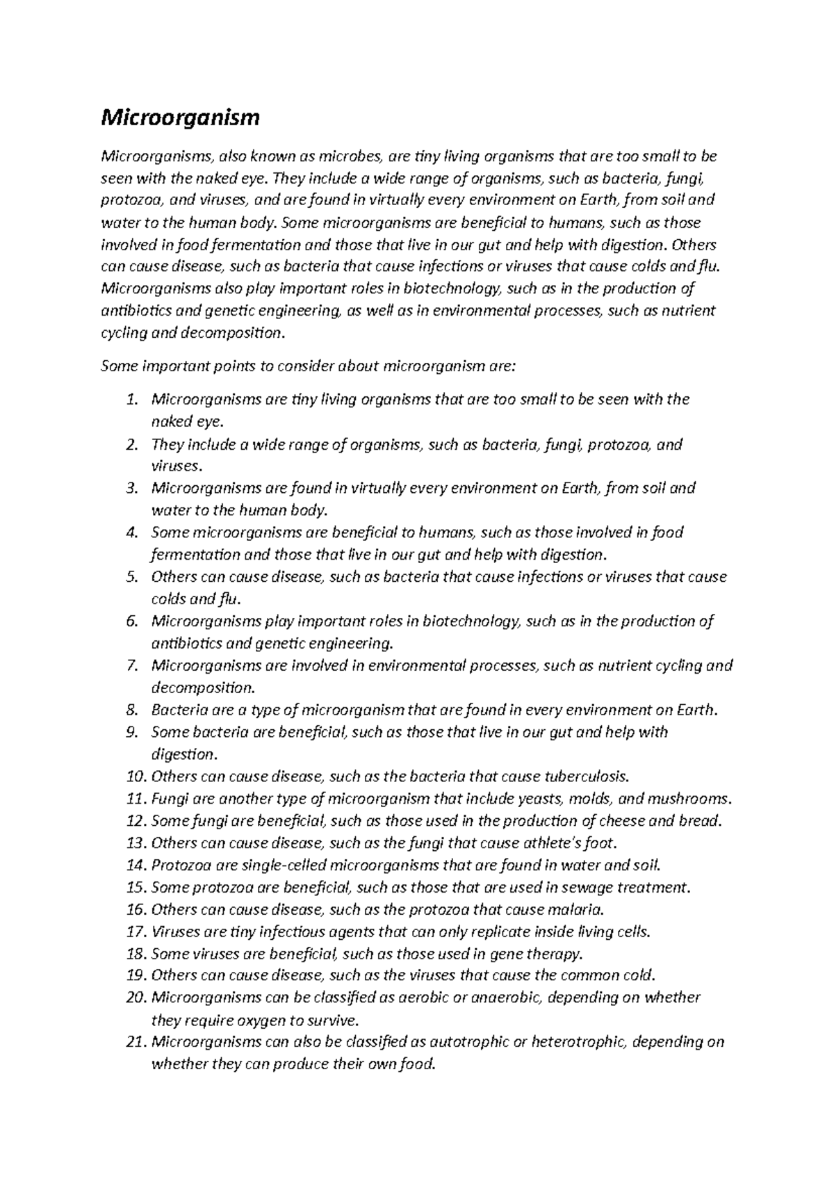 Note about Microorganism - Microorganism Microorganisms, also known as ...
