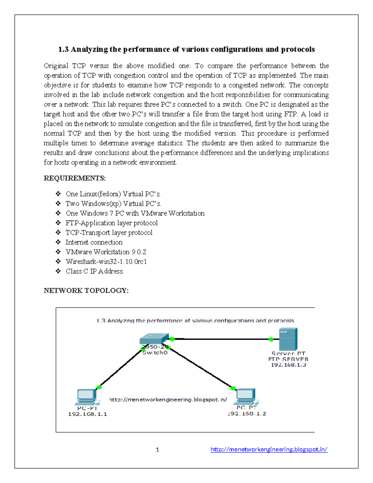 1 - Computer networks - 1 Analyzing the performance of various ...