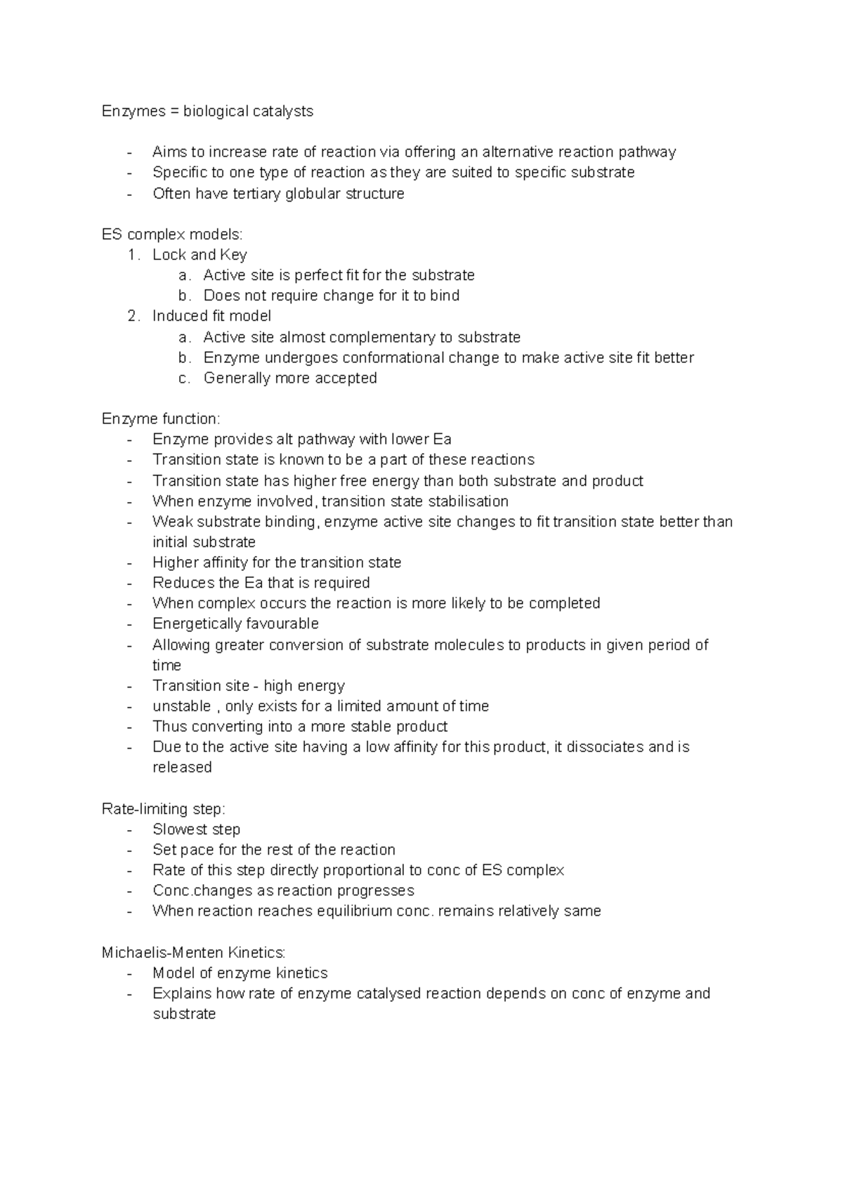 Enzyme Kinetics and Inhibition: Comprehensive Study Notes (BIO 101 ...