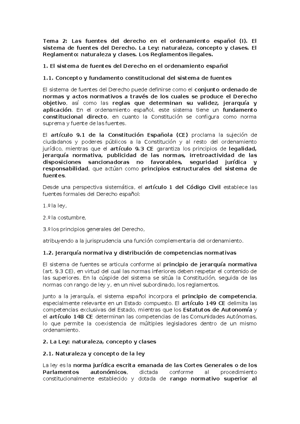 Tema 2 CE, Adm y UE: Fuentes del Derecho en el Ordenamiento Español ...