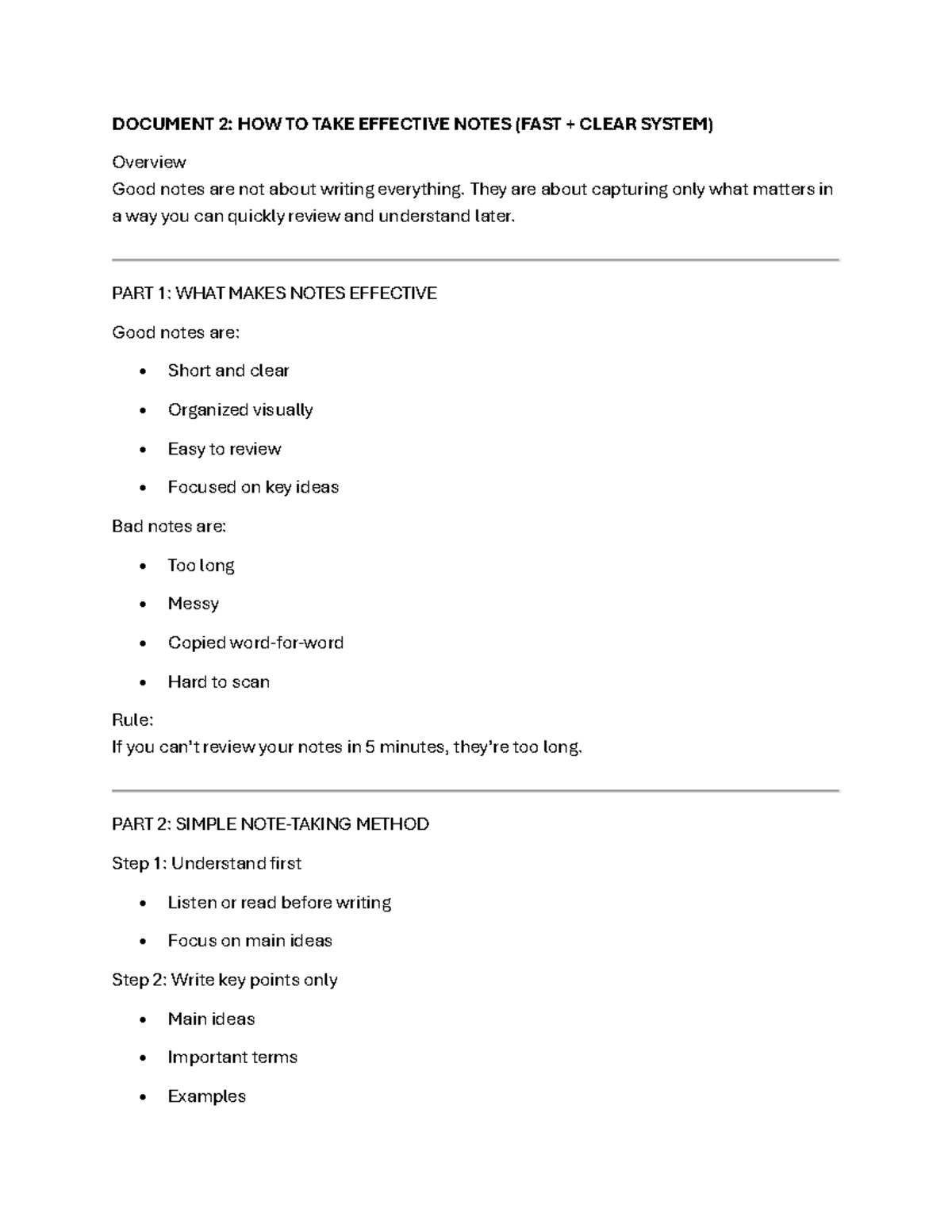 Effective Notes: A Fast Clear System Guide - Studocu