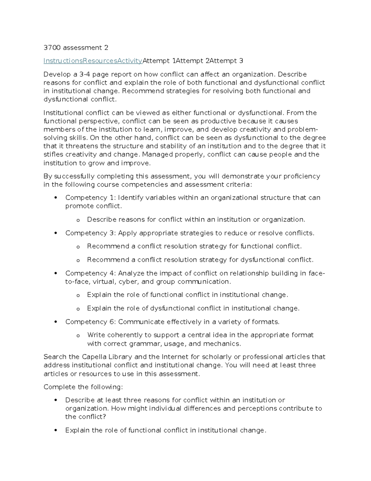 3700 Conflict Assignment: Analyzing Impact and Resolution Strategies ...