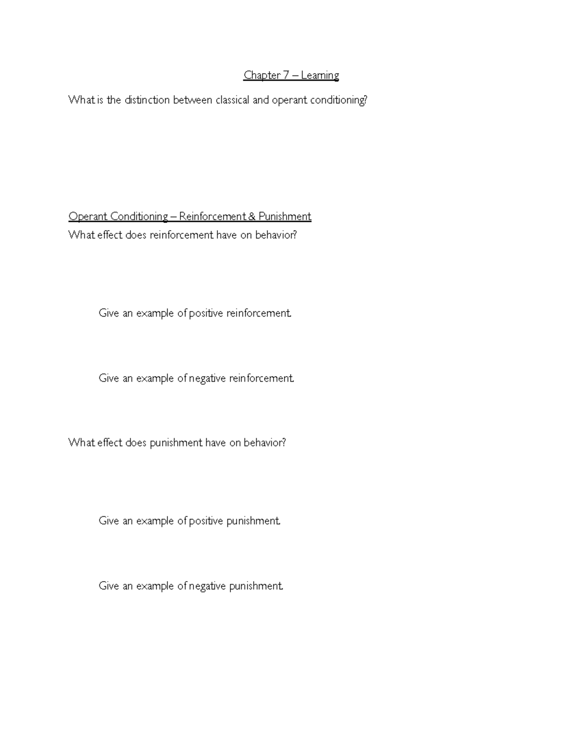 Chapter 7: Distinction between classical and operant conditioning - Studocu