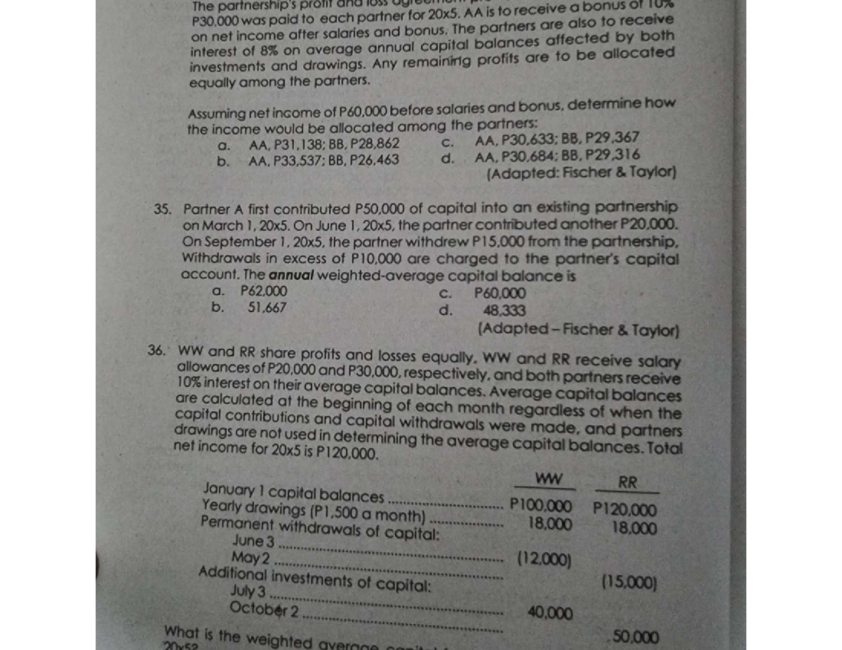 Partnership Formation: Income Allocation & Capital Contributions (35-36 ...