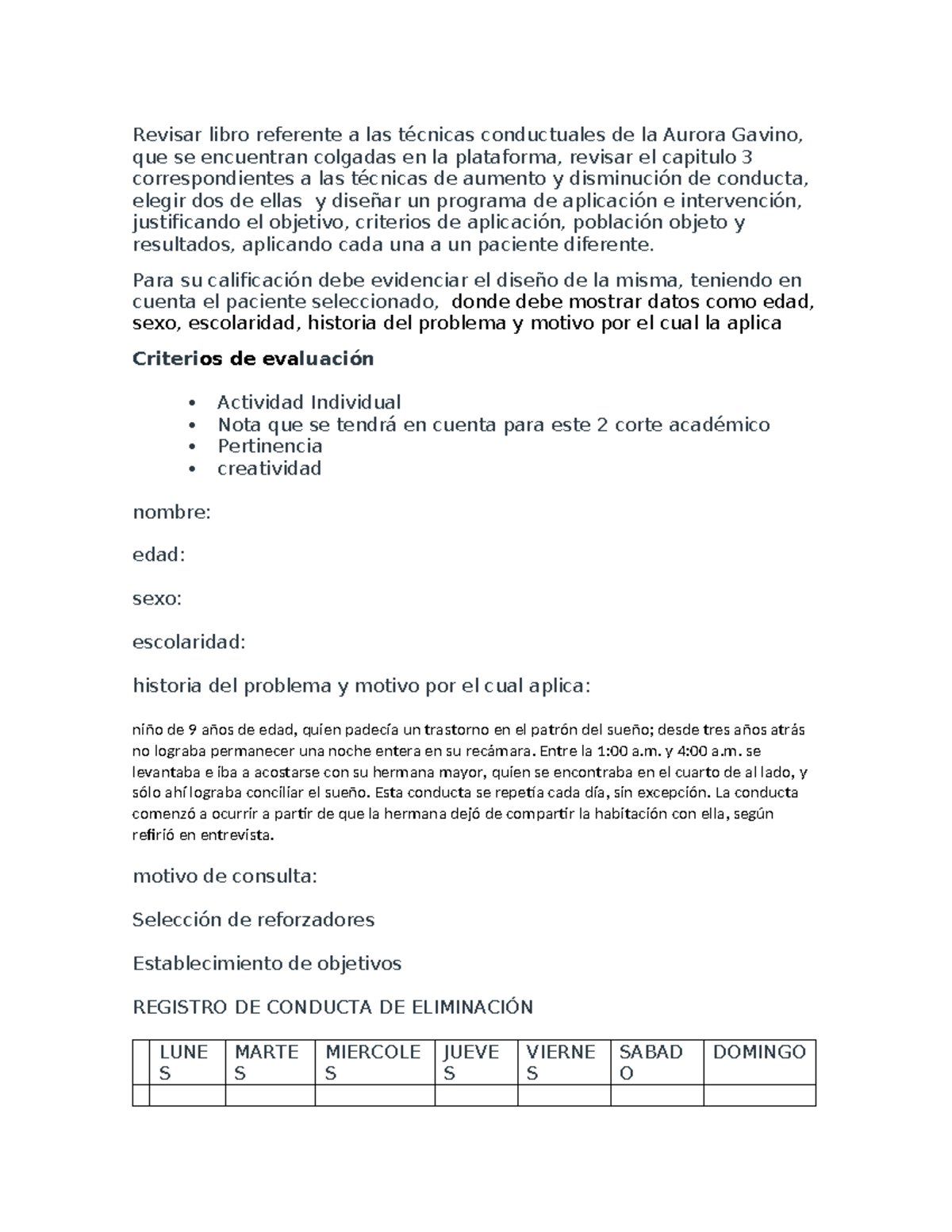 Diseño de Programa de Intervención Conductual - 2° Corte Académico ...