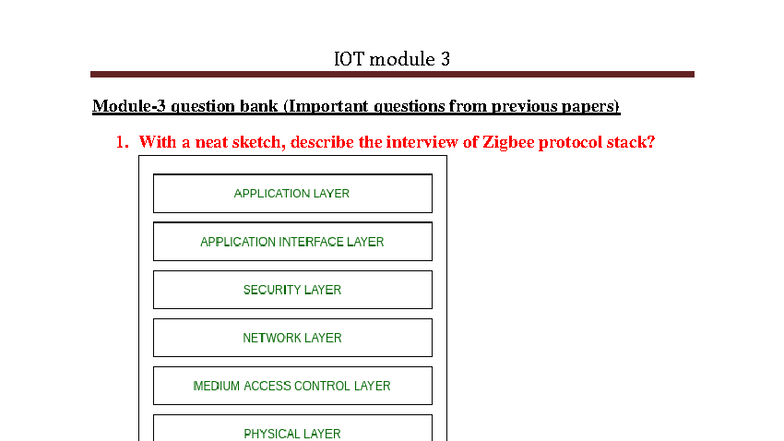 IOT MOD 3 - Important Questions and Concepts for Exam Preparation - Studocu