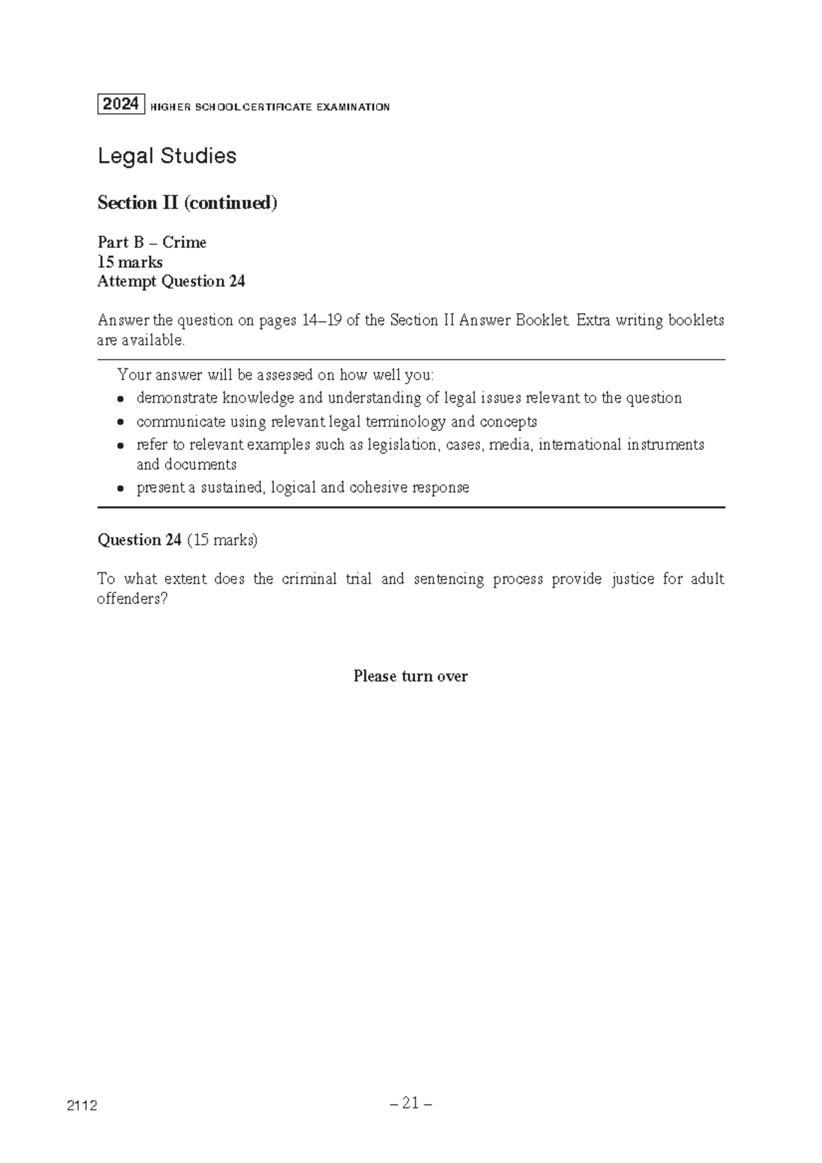 2024 HSC Legal Studies Exam: Crime Section II Question 24 Analysis ...