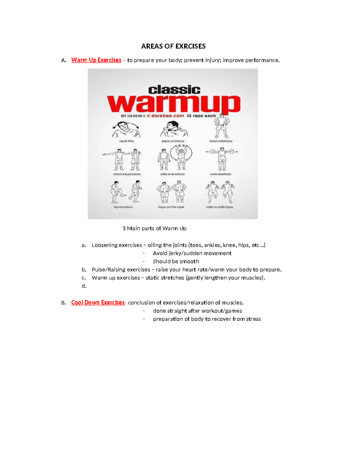 Warm Up & Cool Down Exercises - A Guide to Performance Prep - Studocu
