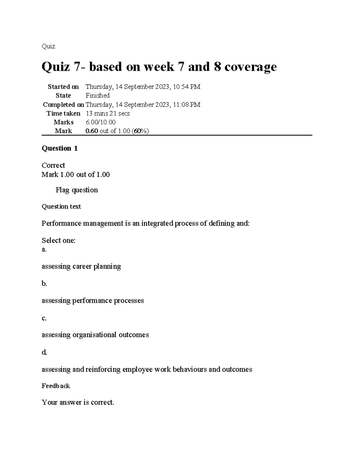 Quiz 7 Review - Performance Management Concepts and Questions - Studocu