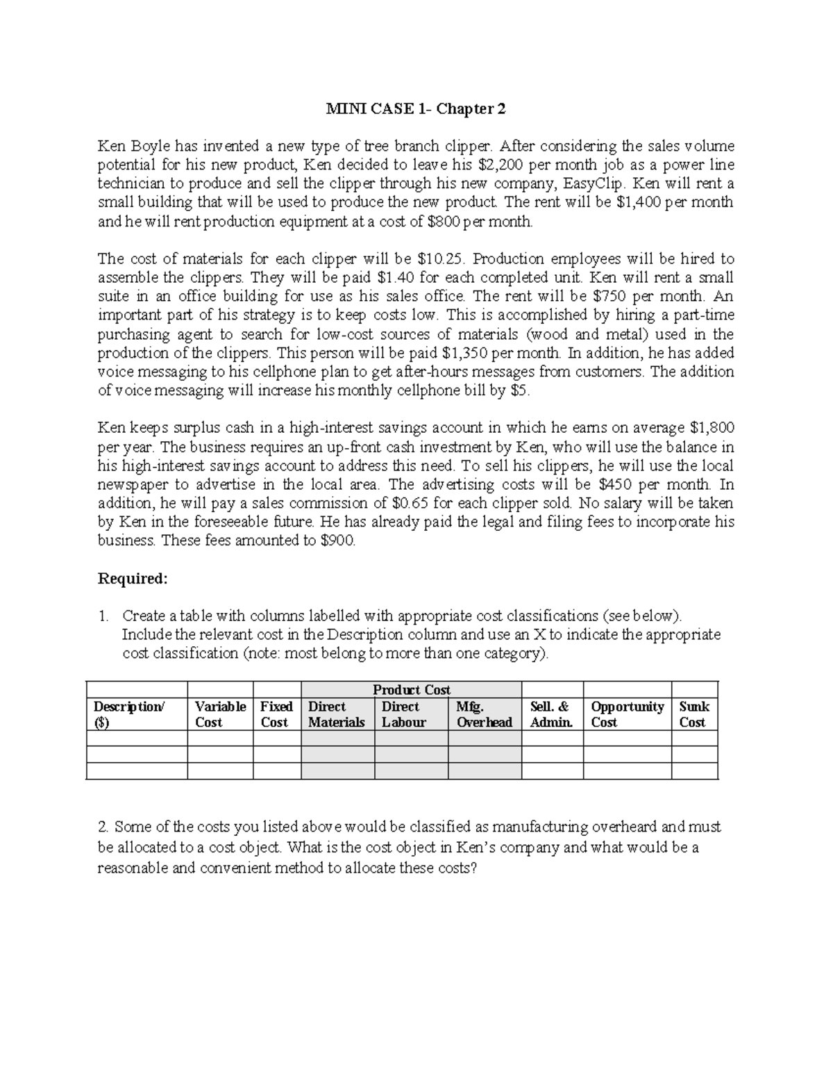 Mini Case 1 (1) - Tagged - Group project - MINI CASE 1- Chapter 2 Ken ...