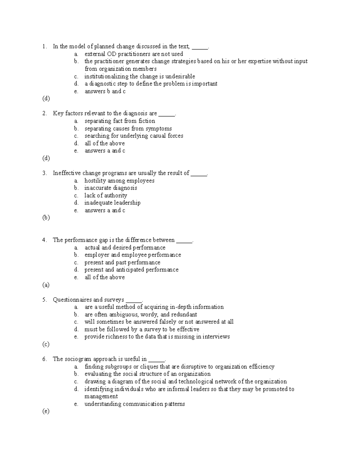 MGT 200 Test 2 - Key Concepts in Organizational Development - Studocu