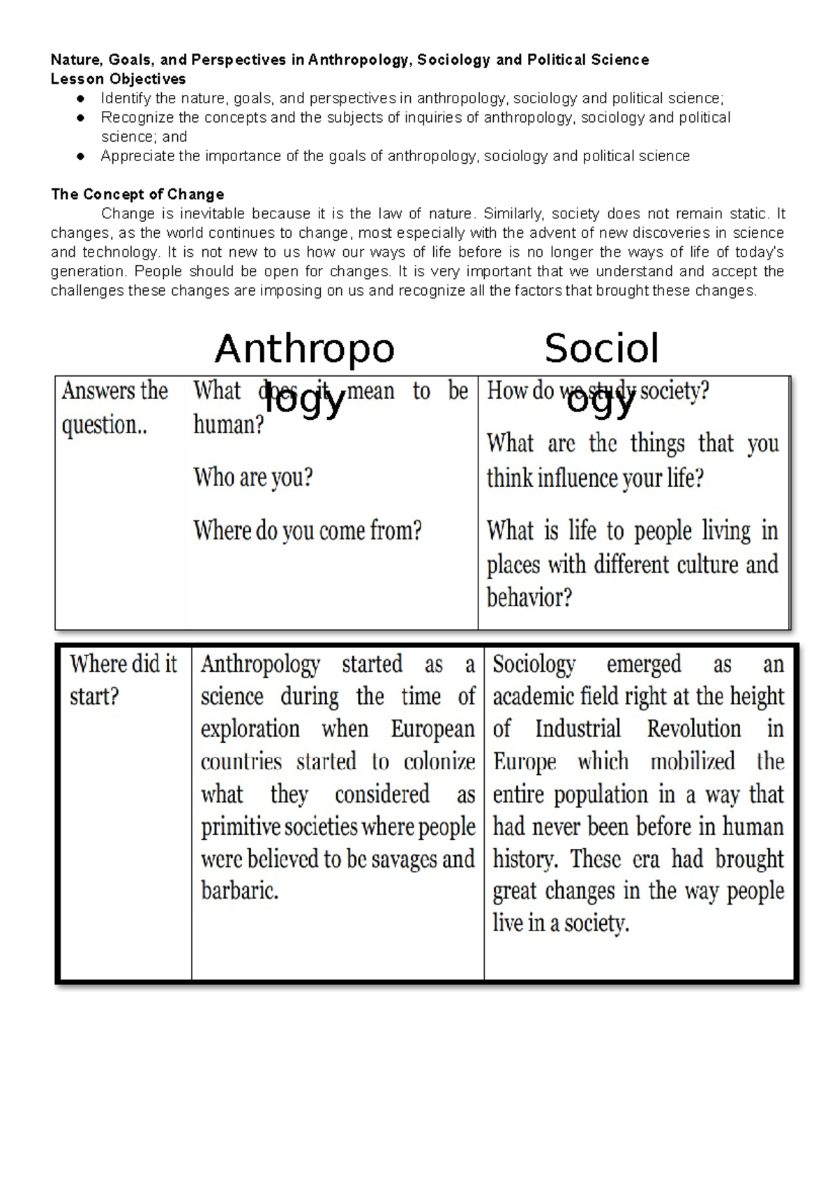 Nature Goals Perspective of Anthropology Reviewer - Nature, Goals, and ...