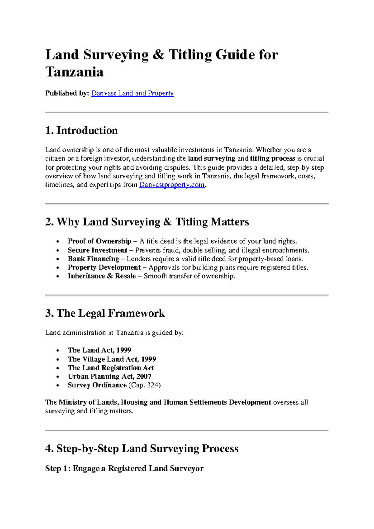 Land Surveying & Titling Guide for Tanzania: A Comprehensive Overview ...