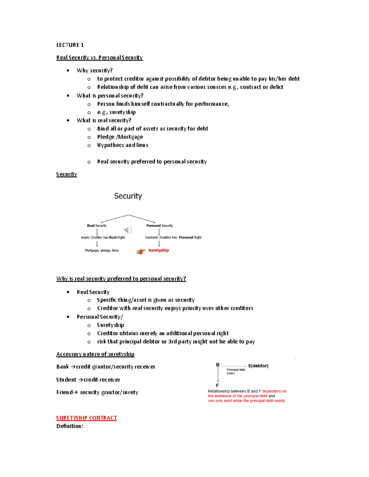 Commercial Law - Theme 4: Security - Lecture 1 to 3 Overview - Studocu