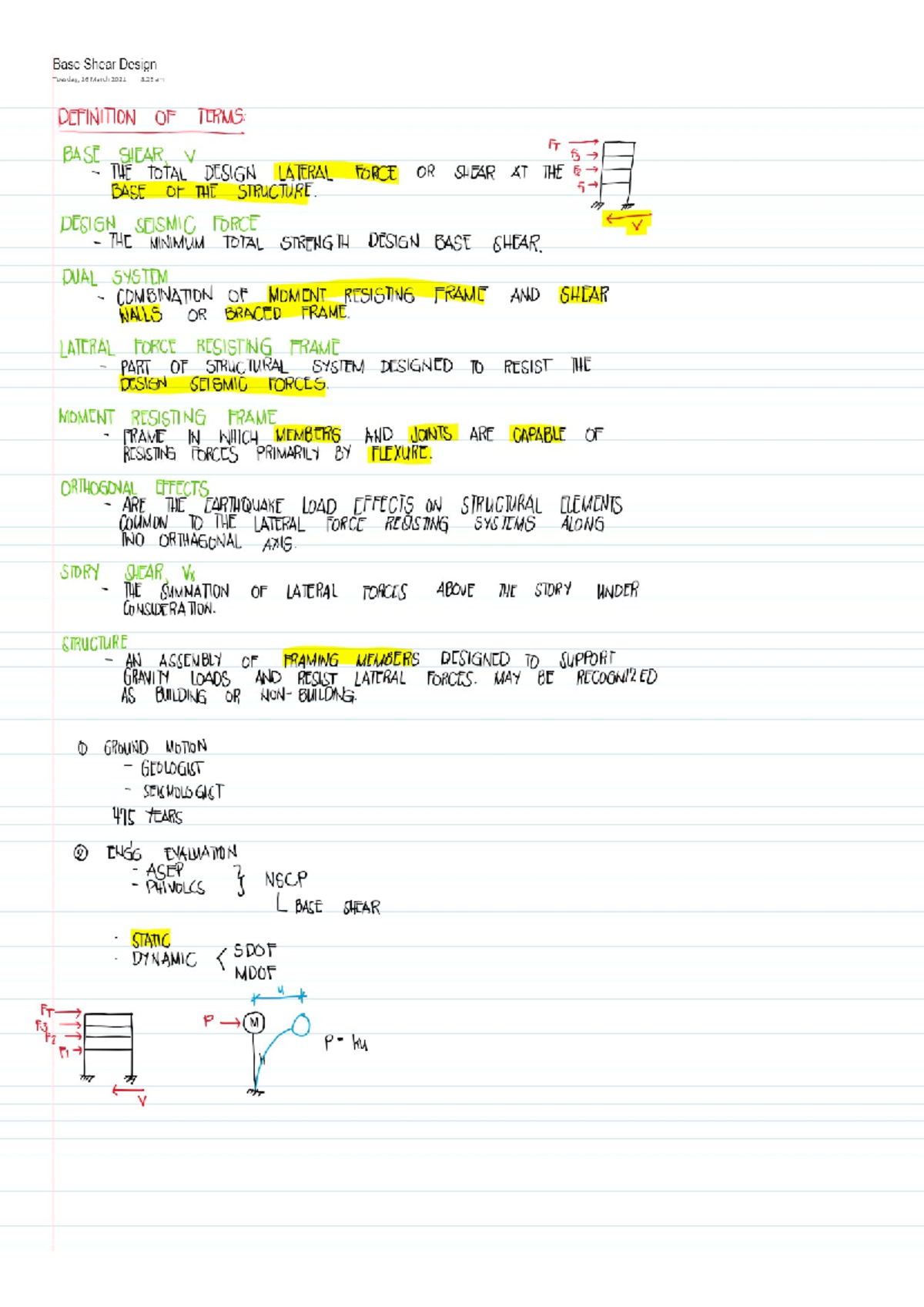 Base Shear Design Concepts for Structural Engineering (ENGG 2) - Studocu