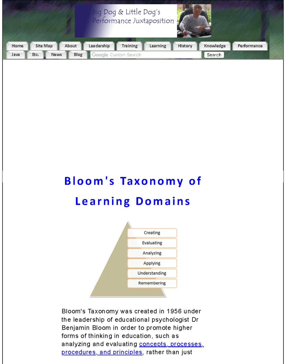Bloom's Taxonomy of Learning Domains: The Cognitive Domain - Home Site ...